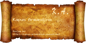 Kapus Armandina névjegykártya